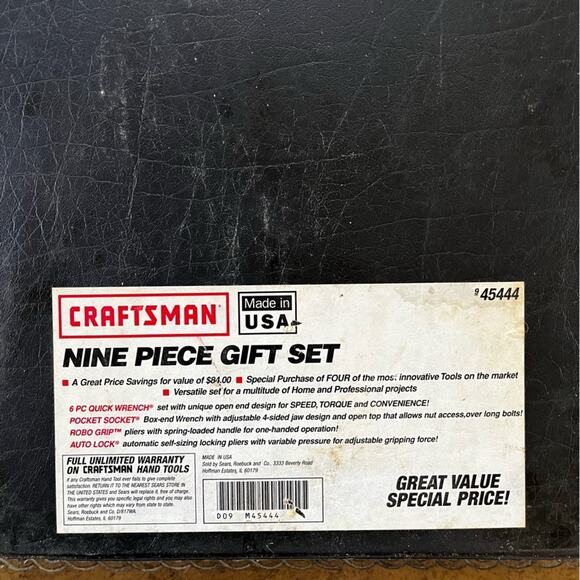 NEW Craftsman Vintage 9 pc Set Robo Grip Professional Tool Set Made USA 45444 - Picture 4 of 13